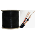 RG59V/1000 :: Bobina de 305 Mts (1000 Pies) Cable Coaxial Siamés con Par de Alimentación. Para Exterior. Color Negro